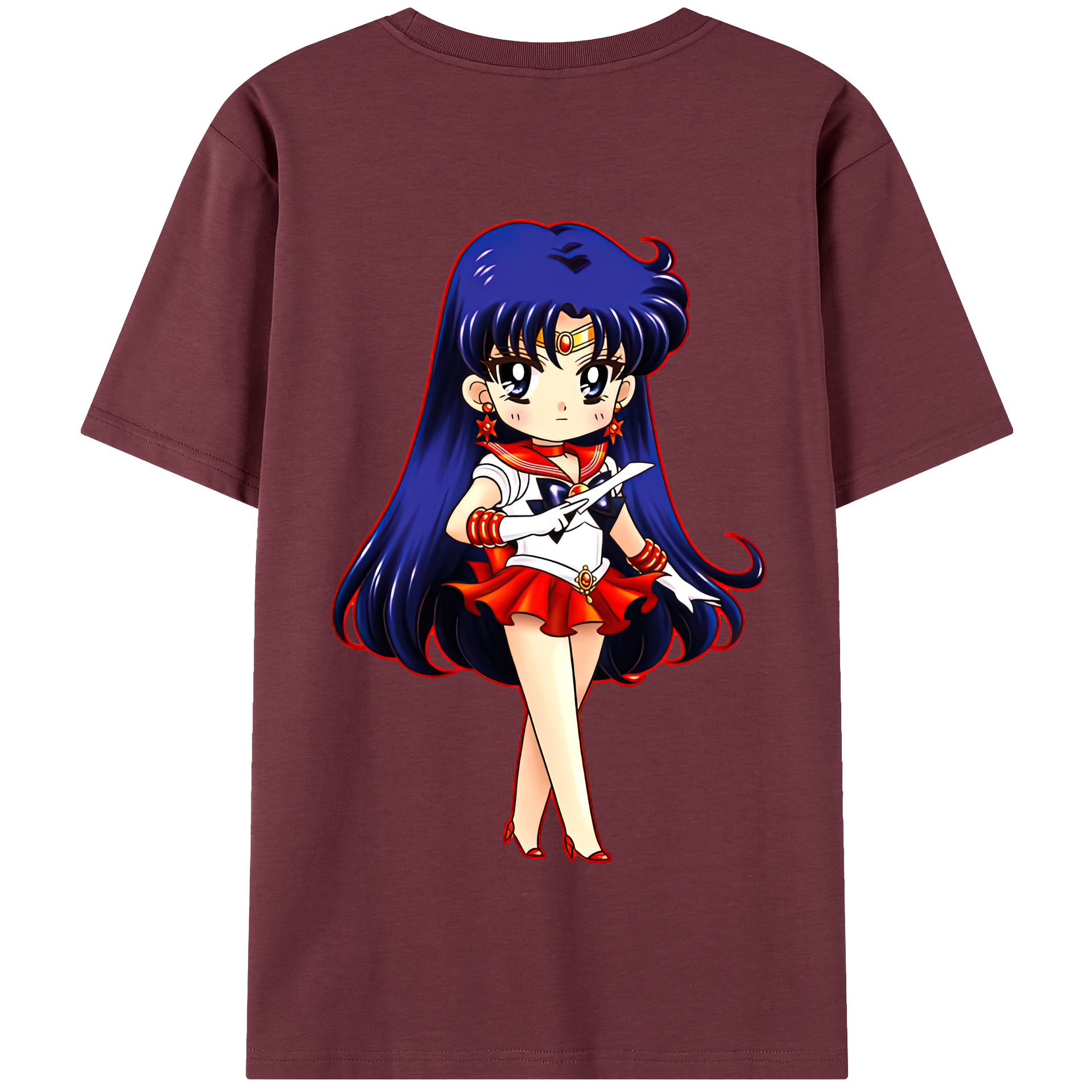 （画像用） 美少女戦士セーラームーン 火野レイ ひの レイ Sailor Moon Hino Rei （セーラーマーズ,Sailor Mars） 綿100％半袖Tシャツ（背面プリント）